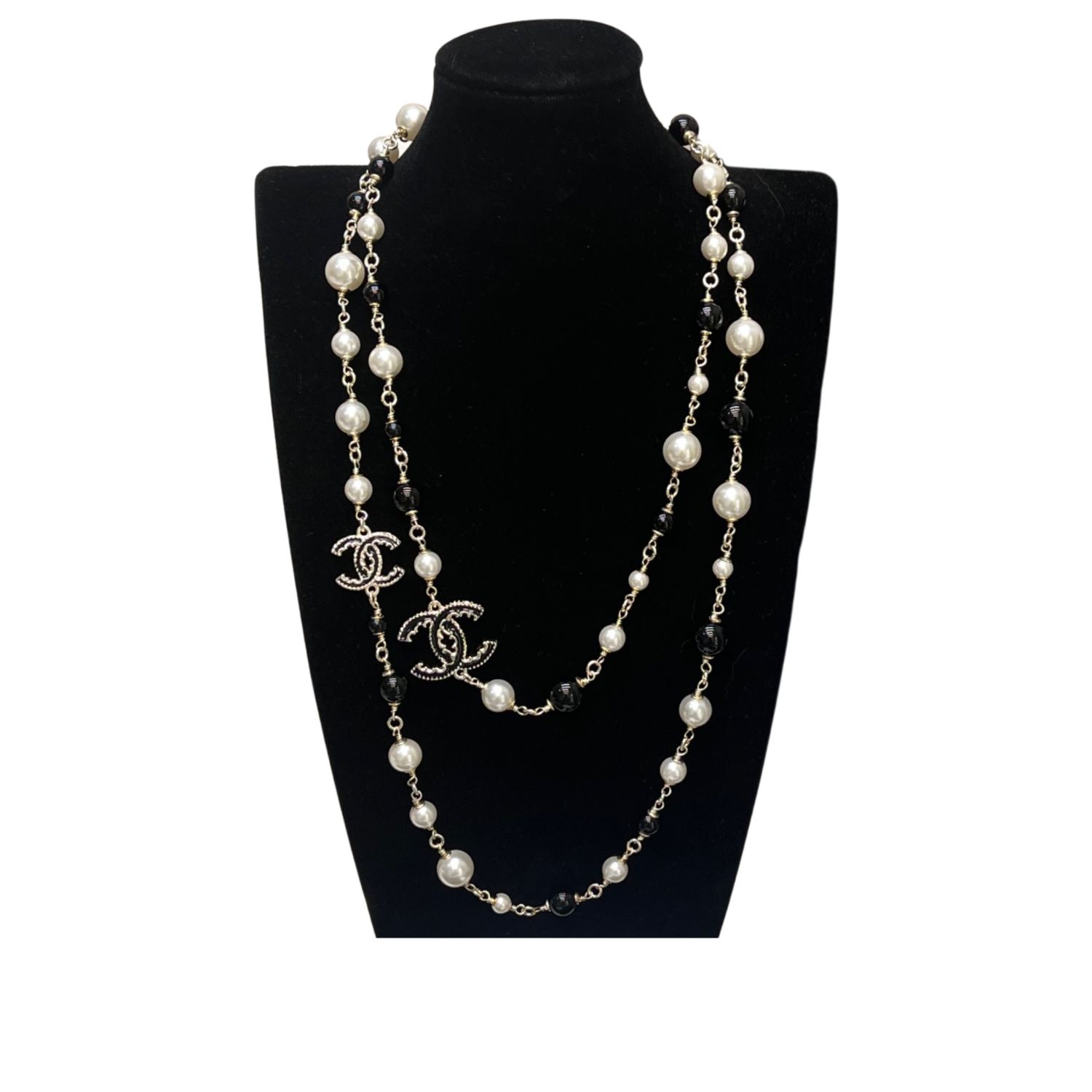 Chanel pearl necklace gold for women vipfasbags